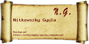 Nitkovszky Gyula névjegykártya